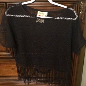 Black lace crop top